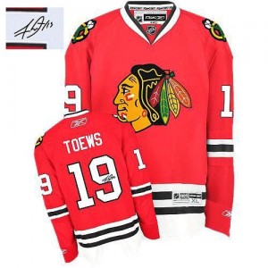 Reebok Chicago Blackhawks 19 Men's Jonathan Toews Authentic Red Autographed Home NHL Jersey