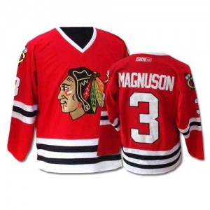 CCM Chicago Blackhawks 3 Men's Keith Magnuson Authentic Red Throwback NHL Jersey