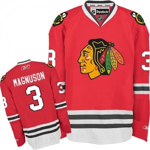 Reebok Chicago Blackhawks 3 Men's Keith Magnuson Authentic Red Home NHL Jersey
