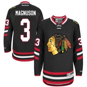 Reebok Chicago Blackhawks 3 Men's Keith Magnuson Authentic Black 2014 Stadium Series NHL Jersey