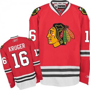 Reebok Chicago Blackhawks 16 Men's Marcus Kruger Authentic Red Home NHL Jersey