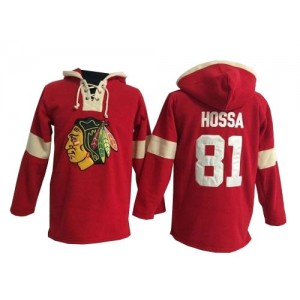Old Time Hockey Chicago Blackhawks 81 Men's Marian Hossa Authentic Red Pullover Hoodie NHL Jersey