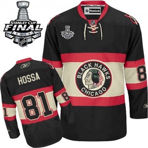 Reebok Chicago Blackhawks 81 Men's Marian Hossa Authentic Black New Third Stanley Cup Finals NHL Jersey