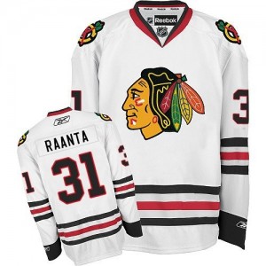 Reebok Chicago Blackhawks 31 Men's Antti Raanta Authentic White Away NHL Jersey
