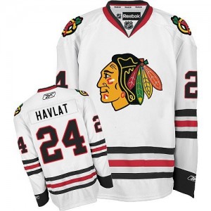 Reebok Chicago Blackhawks 24 Men's Martin Havlat Authentic White Away NHL Jersey
