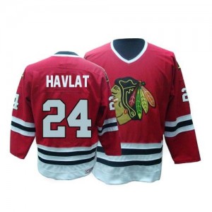 CCM Chicago Blackhawks 24 Men's Martin Havlat Authentic Red Throwback NHL Jersey