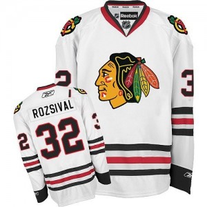 Reebok Chicago Blackhawks 32 Men's Michal Rozsival Authentic White Away NHL Jersey