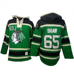 Old Time Hockey Chicago Blackhawks 65 Men's Andrew Shaw Authentic Green Sawyer Hooded Sweatshirt NHL Jersey