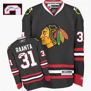 Reebok Chicago Blackhawks 31 Men's Antti Raanta Authentic Black Autographed Third NHL Jersey