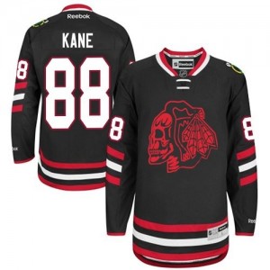 Reebok Chicago Blackhawks 88 Men's Patrick Kane Authentic Black Red Skull 2014 Stadium Series NHL Jersey
