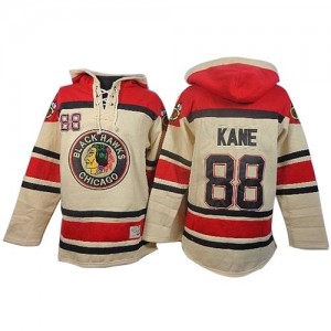 Old Time Hockey Chicago Blackhawks 88 Men's Patrick Kane Authentic White Sawyer Hooded Sweatshirt NHL Jersey
