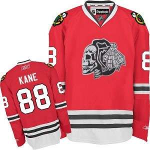 Reebok Chicago Blackhawks 88 Men's Patrick Kane Authentic Red White Skull NHL Jersey