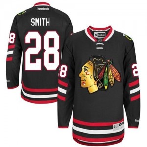 Reebok Chicago Blackhawks 28 Men's Ben Smith Authentic Black 2014 Stadium Series NHL Jersey