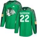 Adidas Chicago Blackhawks Youth Brandon Davidson Authentic Green St. Patrick's Day Practice NHL Jersey