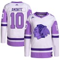Adidas Chicago Blackhawks Youth Tony Amonte Authentic White/Purple Hockey Fights Cancer Primegreen NHL Jersey