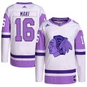 Adidas Chicago Blackhawks Youth Chico Maki Authentic White/Purple Hockey Fights Cancer Primegreen NHL Jersey