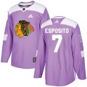 Adidas Chicago Blackhawks Youth Phil Esposito Authentic Purple Fights Cancer Practice NHL Jersey