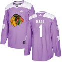 Adidas Chicago Blackhawks Youth Glenn Hall Authentic Purple Fights Cancer Practice NHL Jersey
