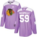 Adidas Chicago Blackhawks Youth Matt Iacopelli Authentic Purple Fights Cancer Practice NHL Jersey