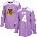 Adidas Chicago Blackhawks Youth Bobby Orr Authentic Purple Fights Cancer Practice NHL Jersey