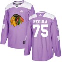 Adidas Chicago Blackhawks Youth Alec Regula Authentic Purple Fights Cancer Practice NHL Jersey