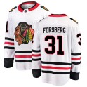 Fanatics Branded Chicago Blackhawks Men's Anton Forsberg Breakaway White Away NHL Jersey