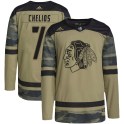 Adidas Chicago Blackhawks Youth Chris Chelios Authentic Camo Military Appreciation Practice NHL Jersey