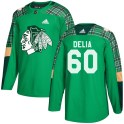 Adidas Chicago Blackhawks Men's Collin Delia Authentic Green St. Patrick's Day Practice NHL Jersey