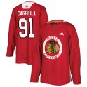 Adidas Chicago Blackhawks Youth Drake Caggiula Authentic Red Home Practice NHL Jersey