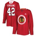 Adidas Chicago Blackhawks Men's Gustav Forsling Authentic Red Home Practice NHL Jersey