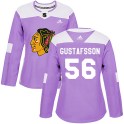 Adidas Chicago Blackhawks Women's Erik Gustafsson Authentic Purple Fights Cancer Practice NHL Jersey