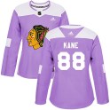 Adidas Chicago Blackhawks Women's Patrick Kane Authentic Purple Fights Cancer Practice NHL Jersey
