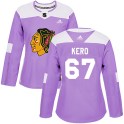 Adidas Chicago Blackhawks Women's Tanner Kero Authentic Purple Fights Cancer Practice NHL Jersey