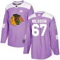Adidas Chicago Blackhawks Men's Jacob Nilsson Authentic Purple Fights Cancer Practice NHL Jersey