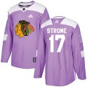 Adidas Chicago Blackhawks Men's Dylan Strome Authentic Purple Fights Cancer Practice NHL Jersey