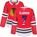 Adidas Chicago Blackhawks Women's Brent Seabrook Authentic Red USA Flag Fashion NHL Jersey