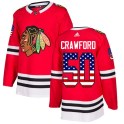 Adidas Chicago Blackhawks Men's Corey Crawford Authentic Red USA Flag Fashion NHL Jersey