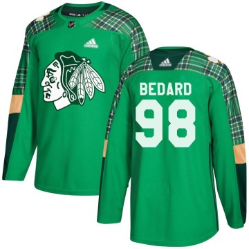 Adidas Chicago Blackhawks Youth Connor Bedard Authentic Green St. Patrick's Day Practice NHL Jersey