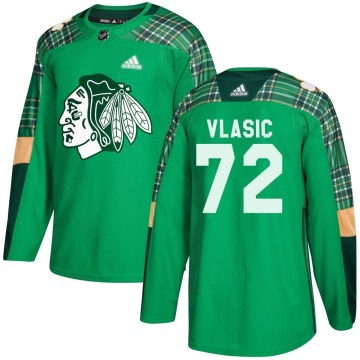 Adidas Chicago Blackhawks Youth Alex Vlasic Authentic Green St. Patrick's Day Practice NHL Jersey