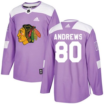 Adidas Chicago Blackhawks Youth Zach Andrews Authentic Purple Fights Cancer Practice NHL Jersey