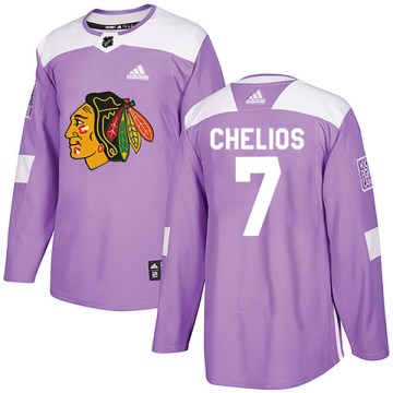 Adidas Chicago Blackhawks Youth Chris Chelios Authentic Purple Fights Cancer Practice NHL Jersey