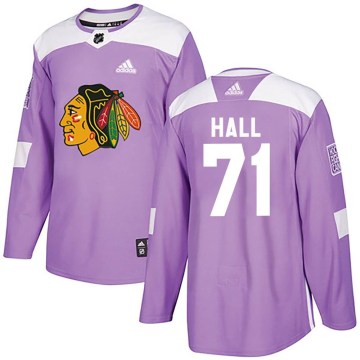 Adidas Chicago Blackhawks Youth Taylor Hall Authentic Purple Fights Cancer Practice NHL Jersey
