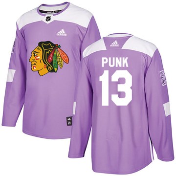 Adidas Chicago Blackhawks Youth CM Punk Authentic Purple Fights Cancer Practice NHL Jersey