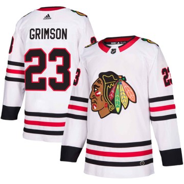 Adidas Chicago Blackhawks Youth Stu Grimson Authentic White Away NHL Jersey