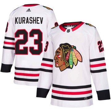 Adidas Chicago Blackhawks Youth Philipp Kurashev Authentic White Away NHL Jersey