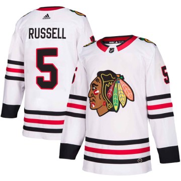 Adidas Chicago Blackhawks Youth Phil Russell Authentic White Away NHL Jersey