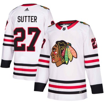 Adidas Chicago Blackhawks Youth Darryl Sutter Authentic White Away NHL Jersey