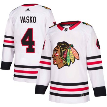 Adidas Chicago Blackhawks Youth Elmer Vasko Authentic White Away NHL Jersey