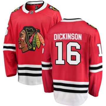 Fanatics Branded Chicago Blackhawks Youth Jason Dickinson Breakaway Red Home NHL Jersey