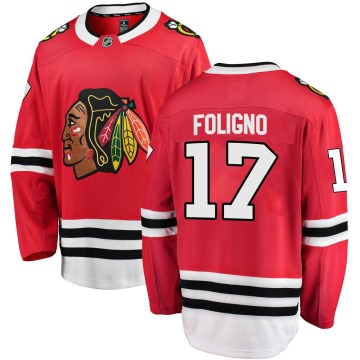 Fanatics Branded Chicago Blackhawks Youth Nick Foligno Breakaway Red Home NHL Jersey